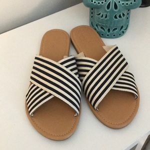 Forever 21 striped slip on sandals